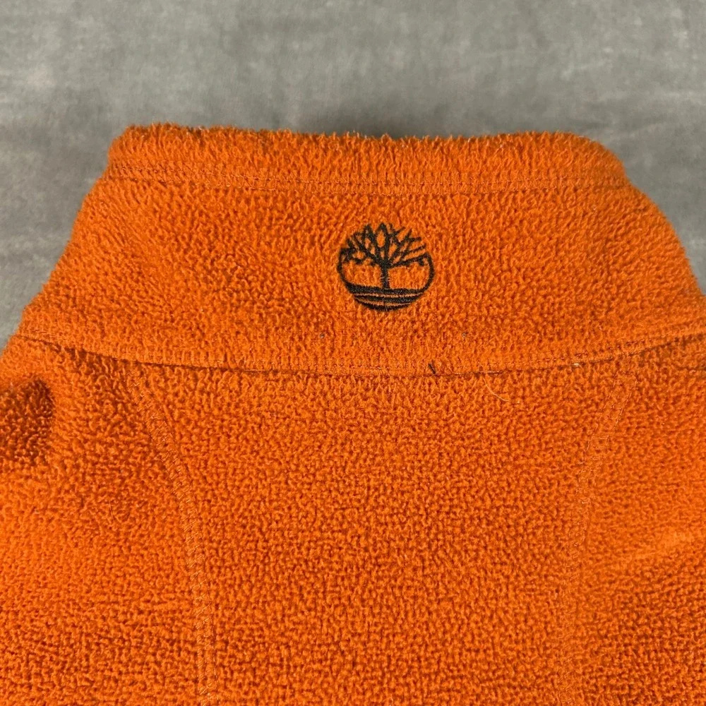Timberland Mens Orange Quarter Zip Fleece Pullover Jacket Large RN 36543